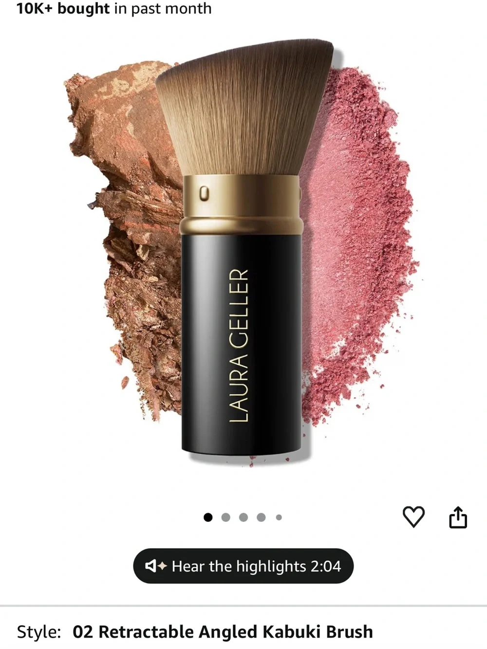 Laura Geller Black and Gold Retractable Kabuki Brush.New in package